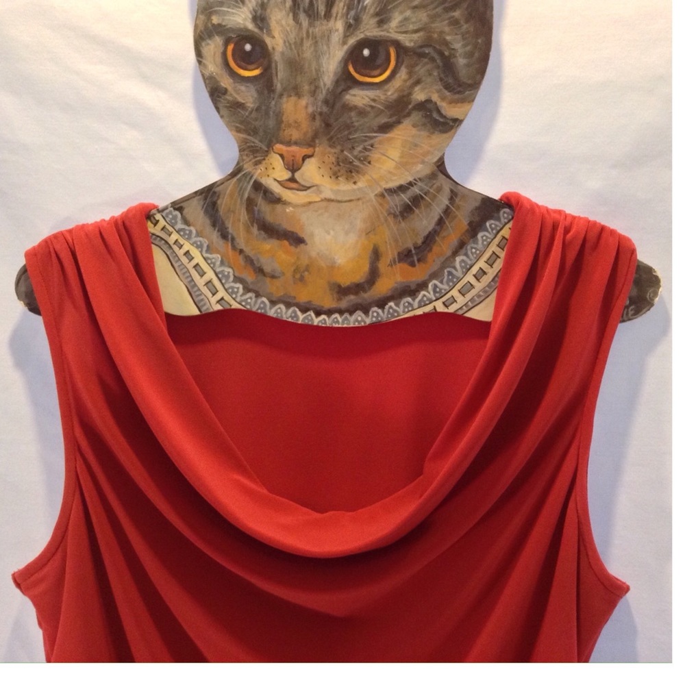 So Beautiful Red Nylon Sleeveless Top